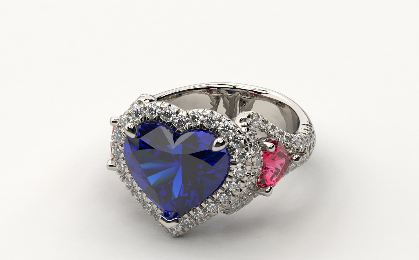 Test Only Heart Blue Sapphire with Pink side Heart Sapphires Test Only