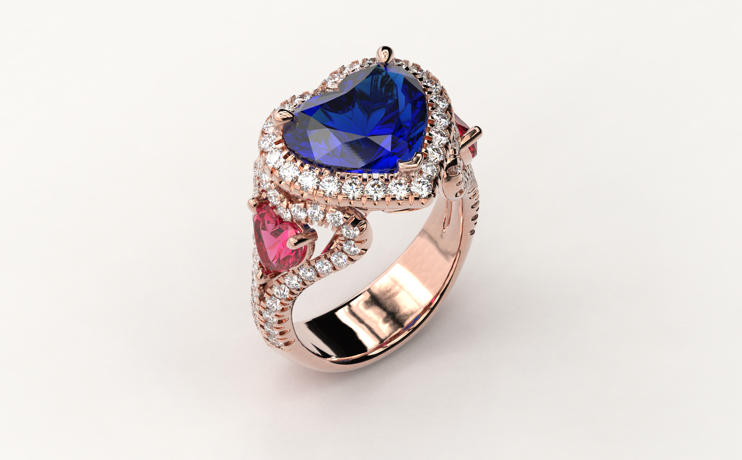 Test Only Heart Blue Sapphire with Pink side Heart Sapphires Test Only