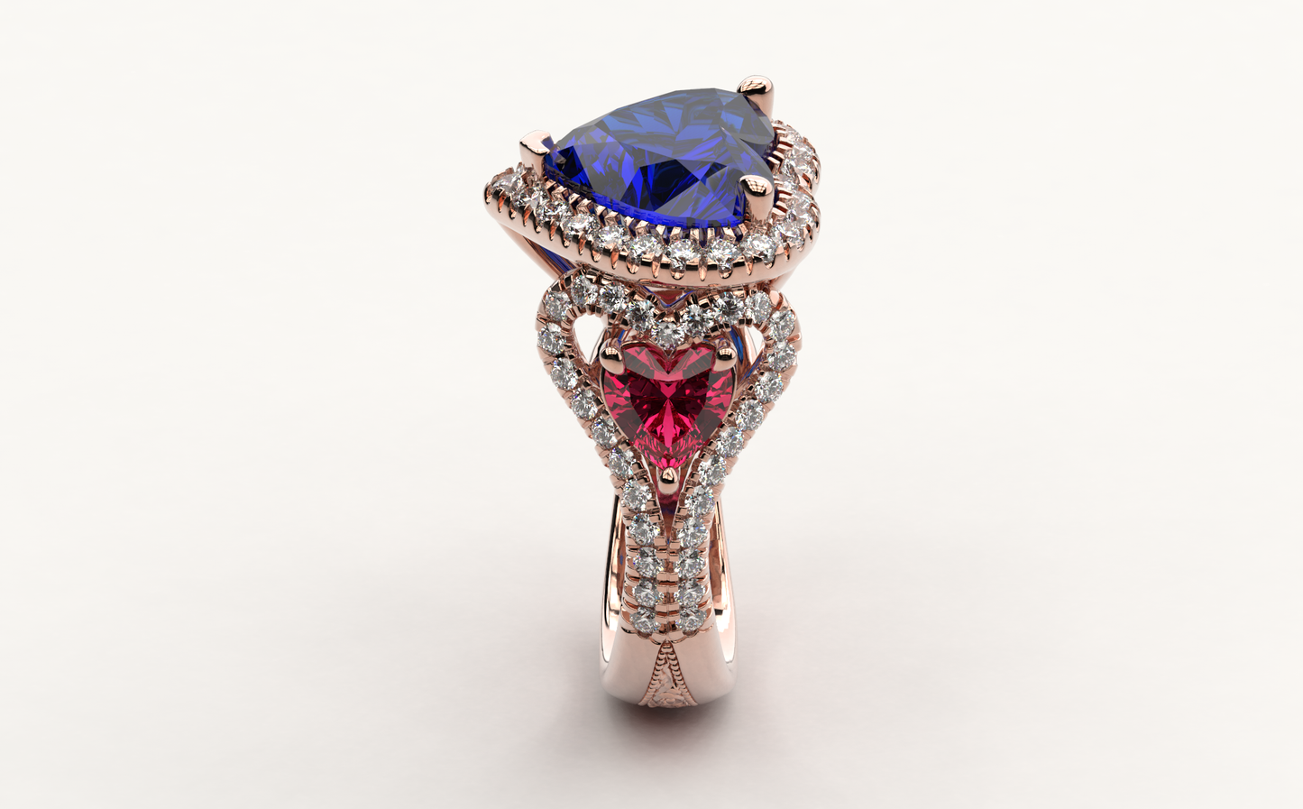 Test Only Heart Blue Sapphire with Pink side Heart Sapphires Test Only