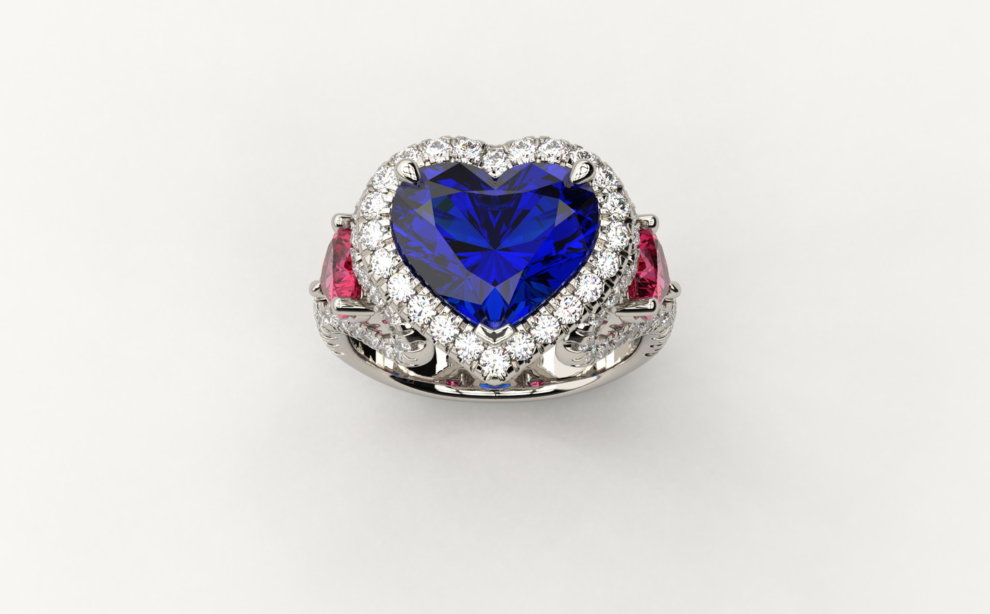 Test Only Heart Blue Sapphire with Pink side Heart Sapphires Test Only