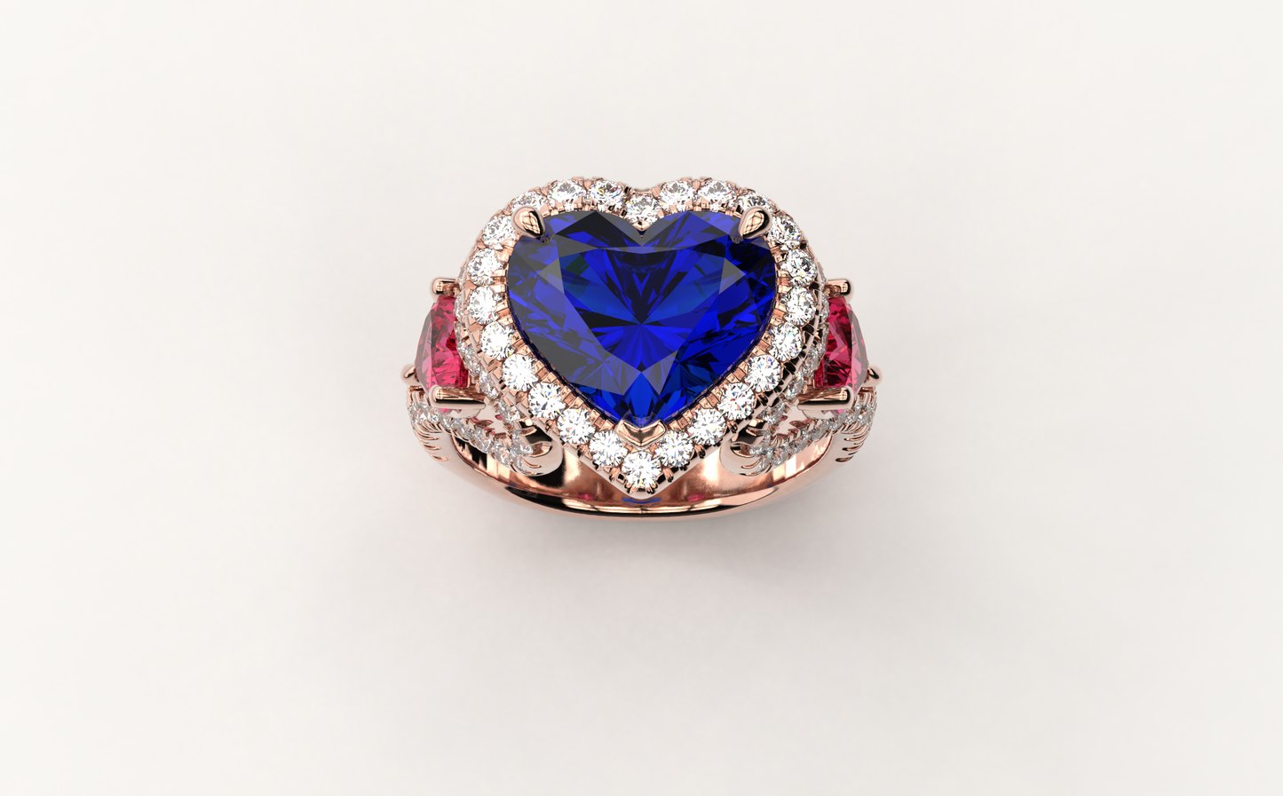 Test Only Heart Blue Sapphire with Pink side Heart Sapphires Test Only