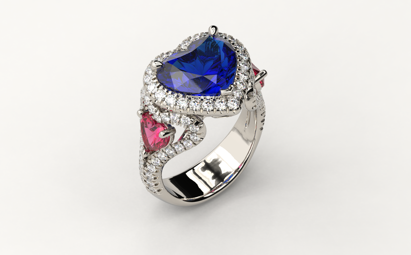 Test Only Heart Blue Sapphire with Pink side Heart Sapphires Test Only