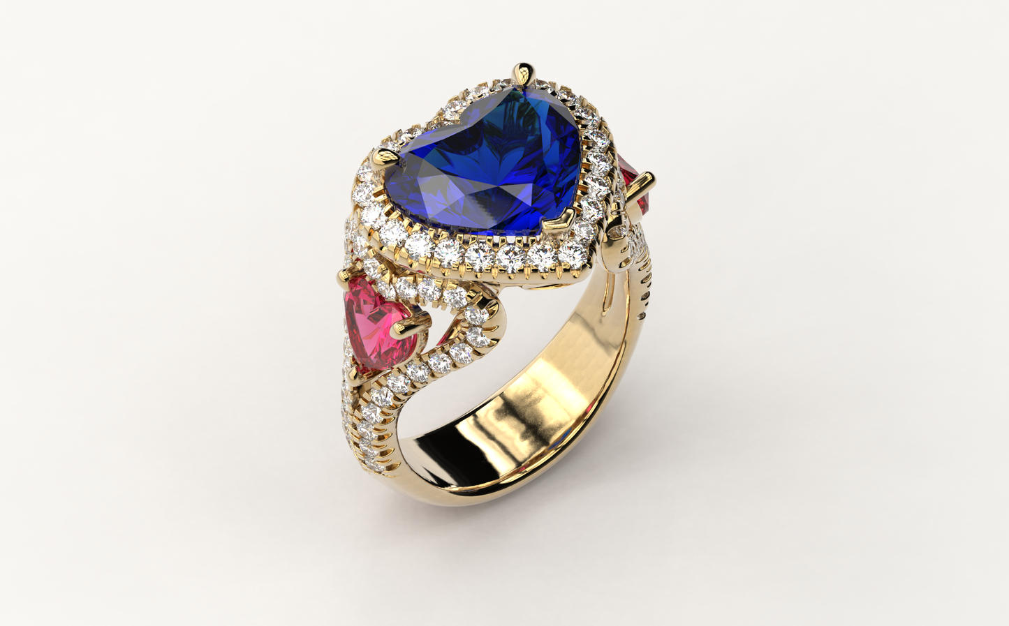 Test Only Heart Blue Sapphire with Pink side Heart Sapphires Test Only
